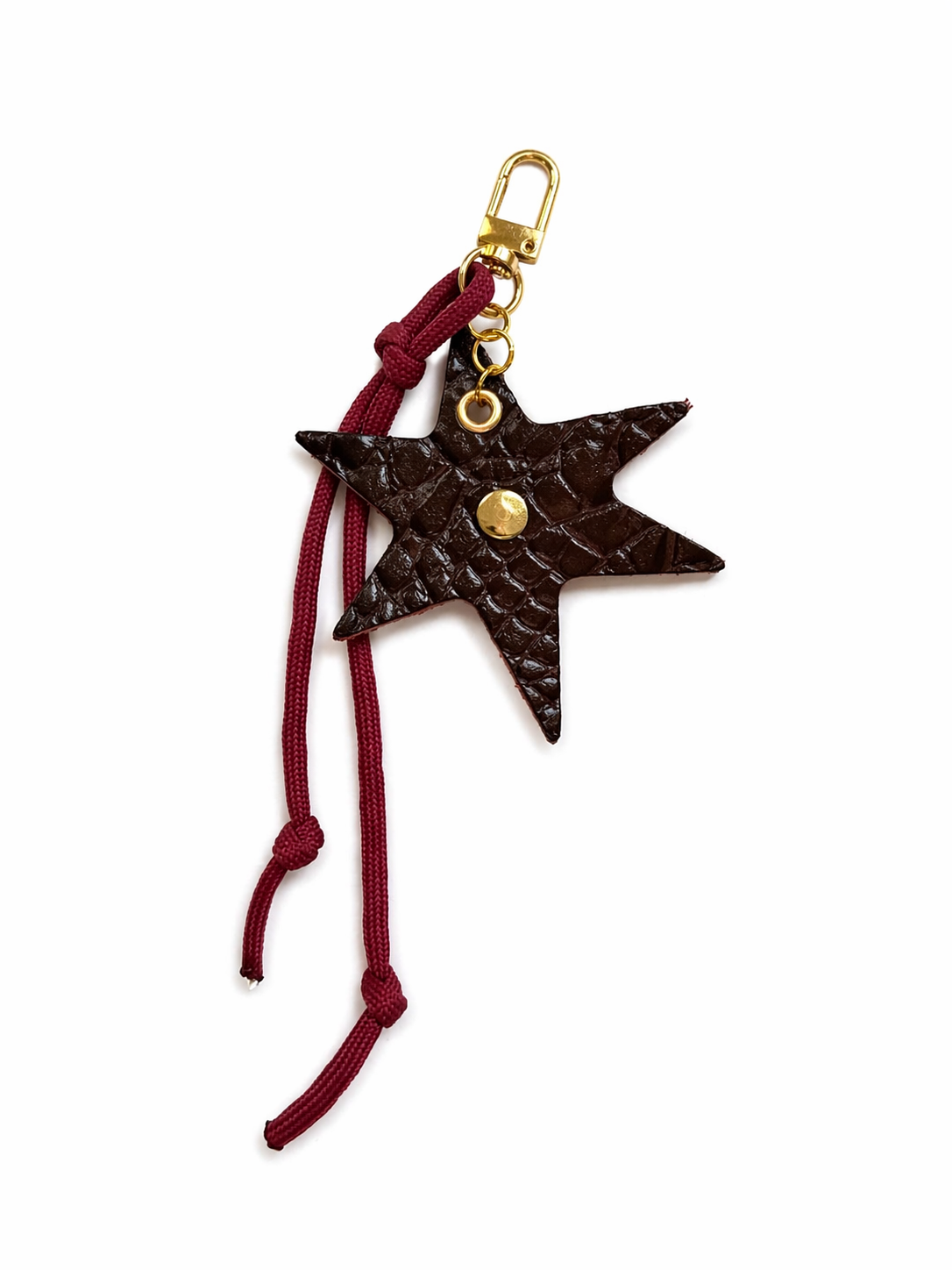 Burgundy croco star keychain with bordeaux strap